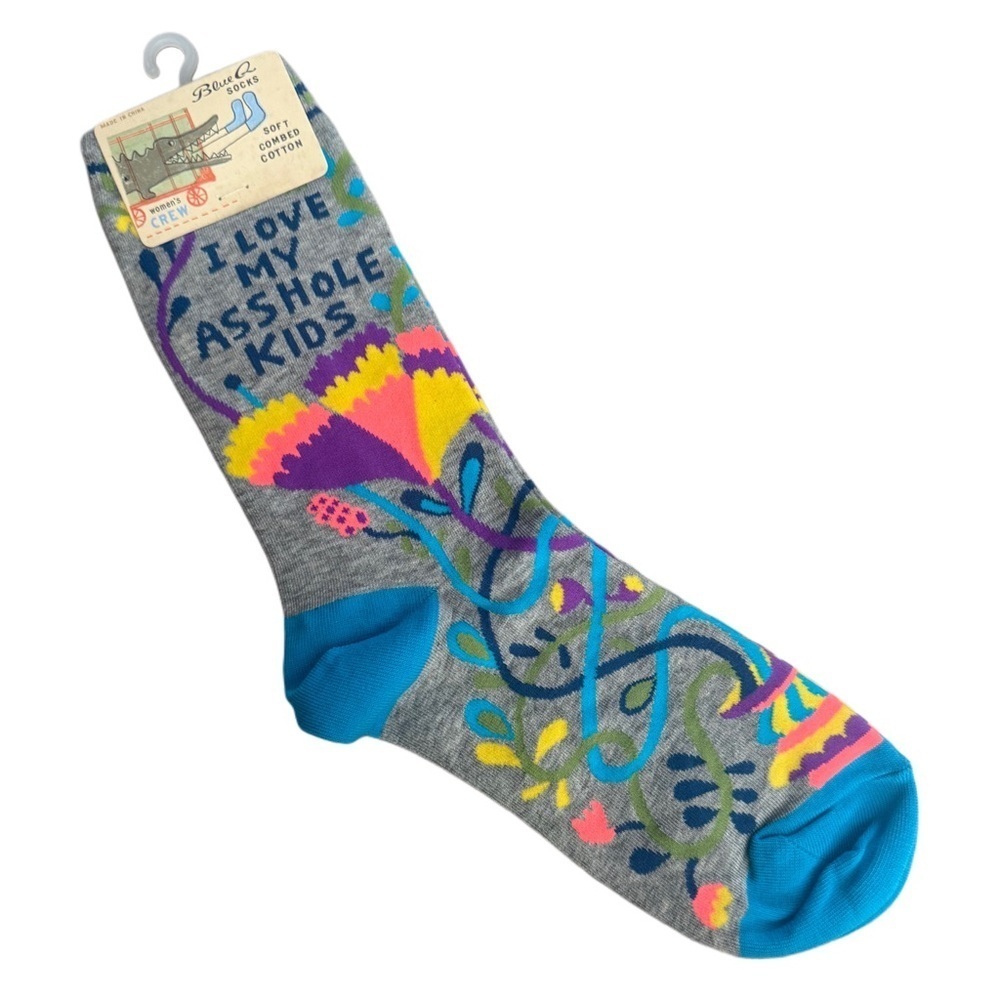 Blue Q Colorful Funny Novelty Cotton Socks Shoe Size 5-10